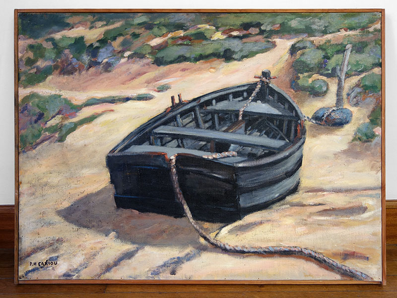 Pierre Cariou - « Le canot » - Peinture sur toile - Années 1990